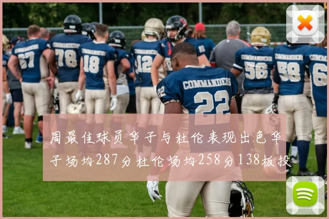 周最佳球员华子与杜伦表现出色华子场均287分杜伦场均258分138板投篮命中率高达639
